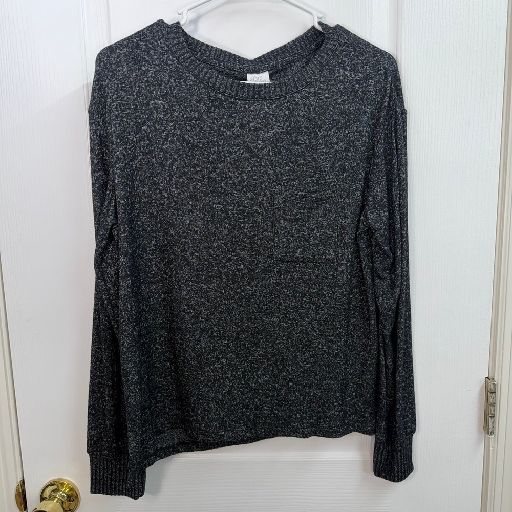 NEW Stars Above dark grey soft stretch pocket Crewcut pajama top lounge shirt XS